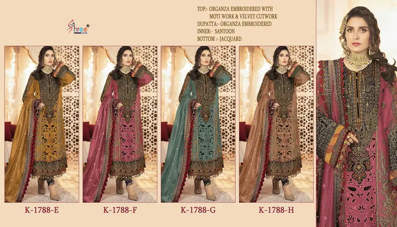 Shree K 1788 Organza Embroidered Pakistani Suit Collection
